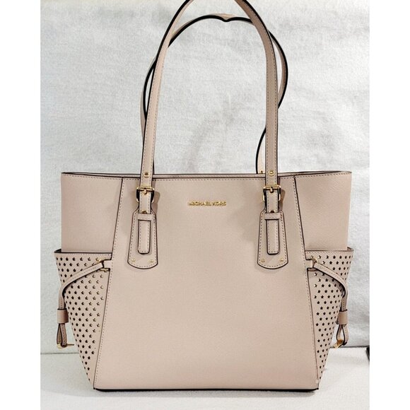 Michael Kors Handbags - Michael Kors Voyager Womens Soft Pink Stars EW Signature Tote Leather Bag NWT